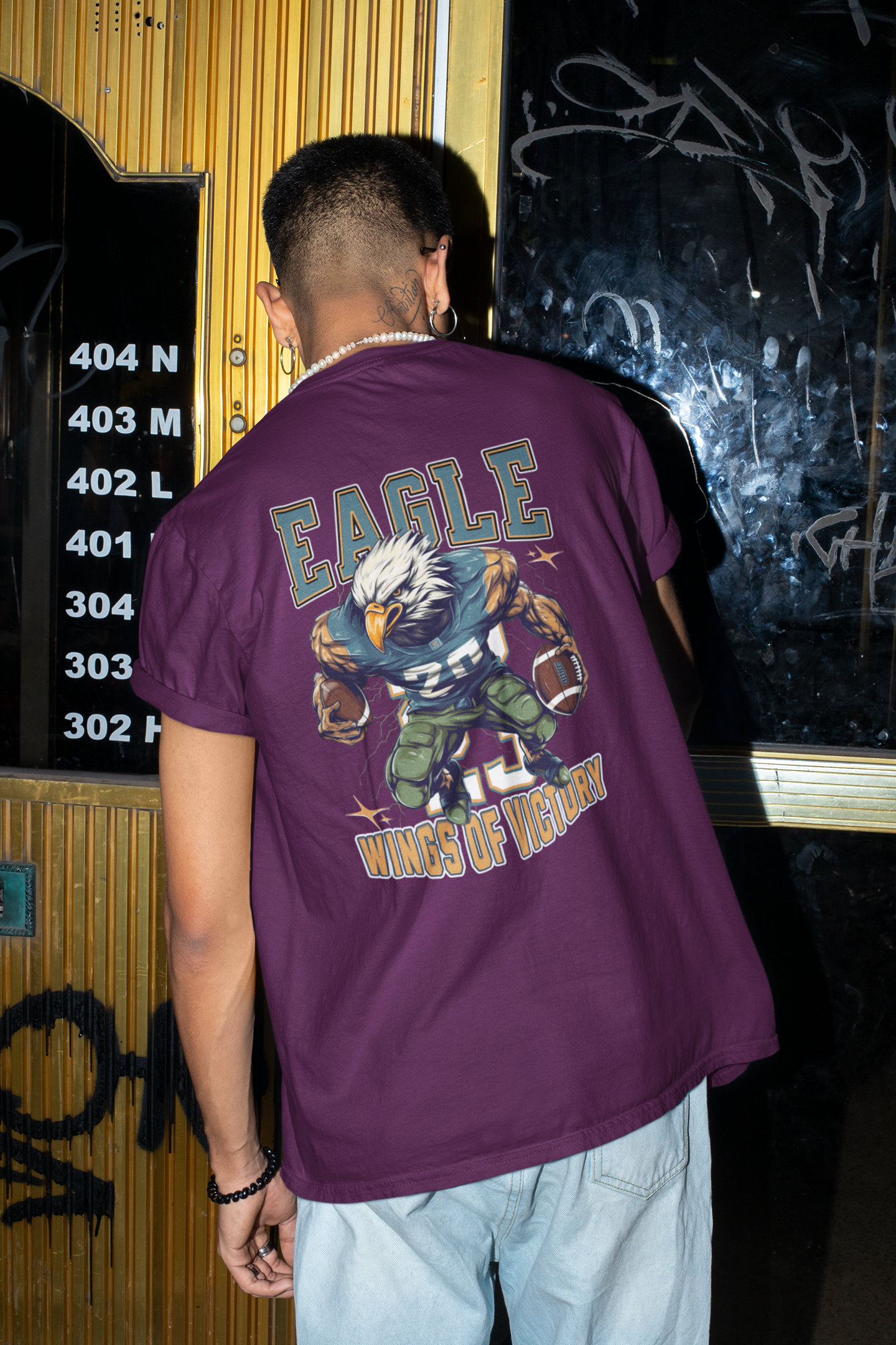 Vordy'X Eagle Oversized T-Shirt Wine Color