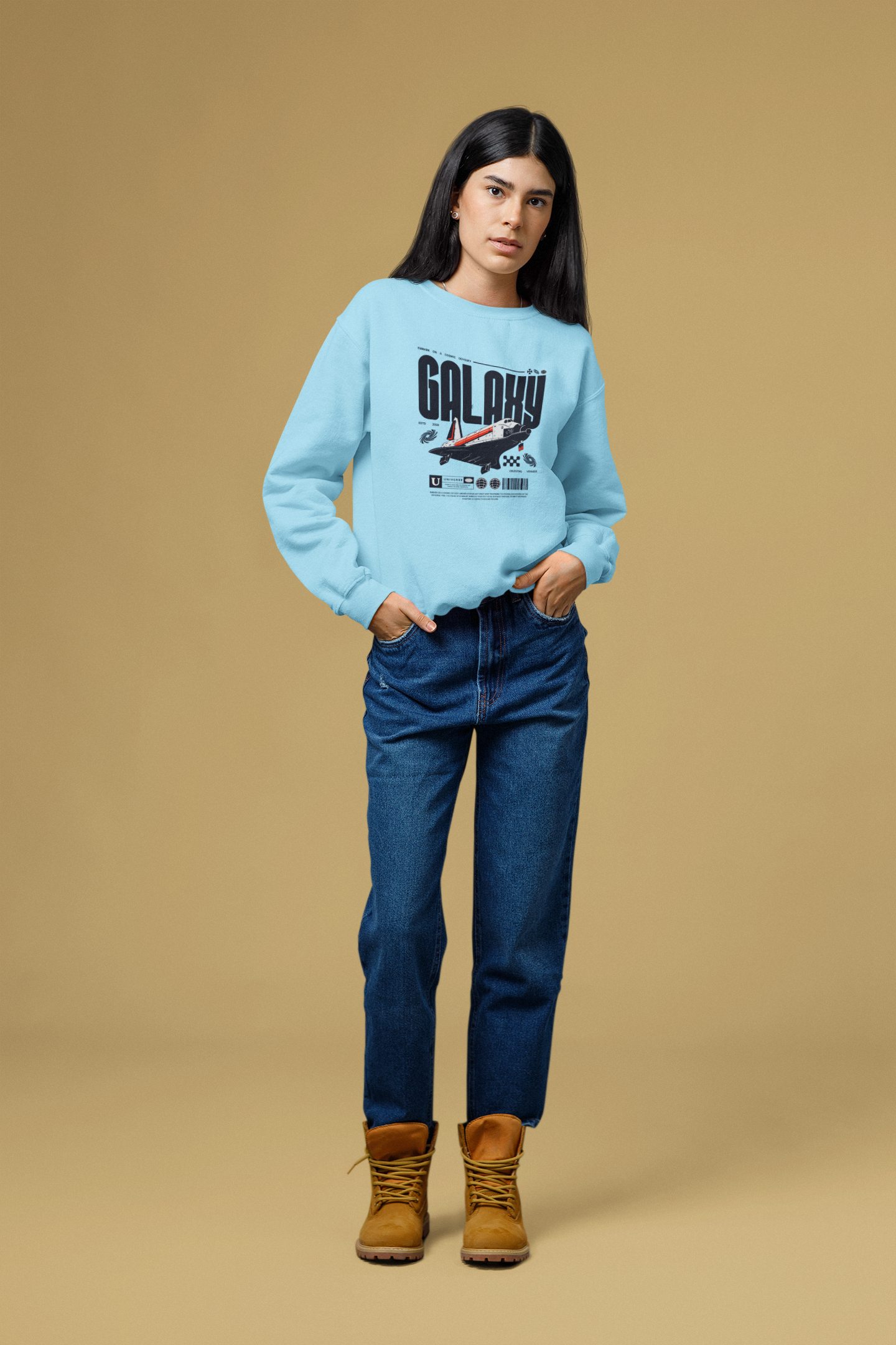 Vordy'X Galaxy Pure Cotton Premium Sweatshirt Skyblue