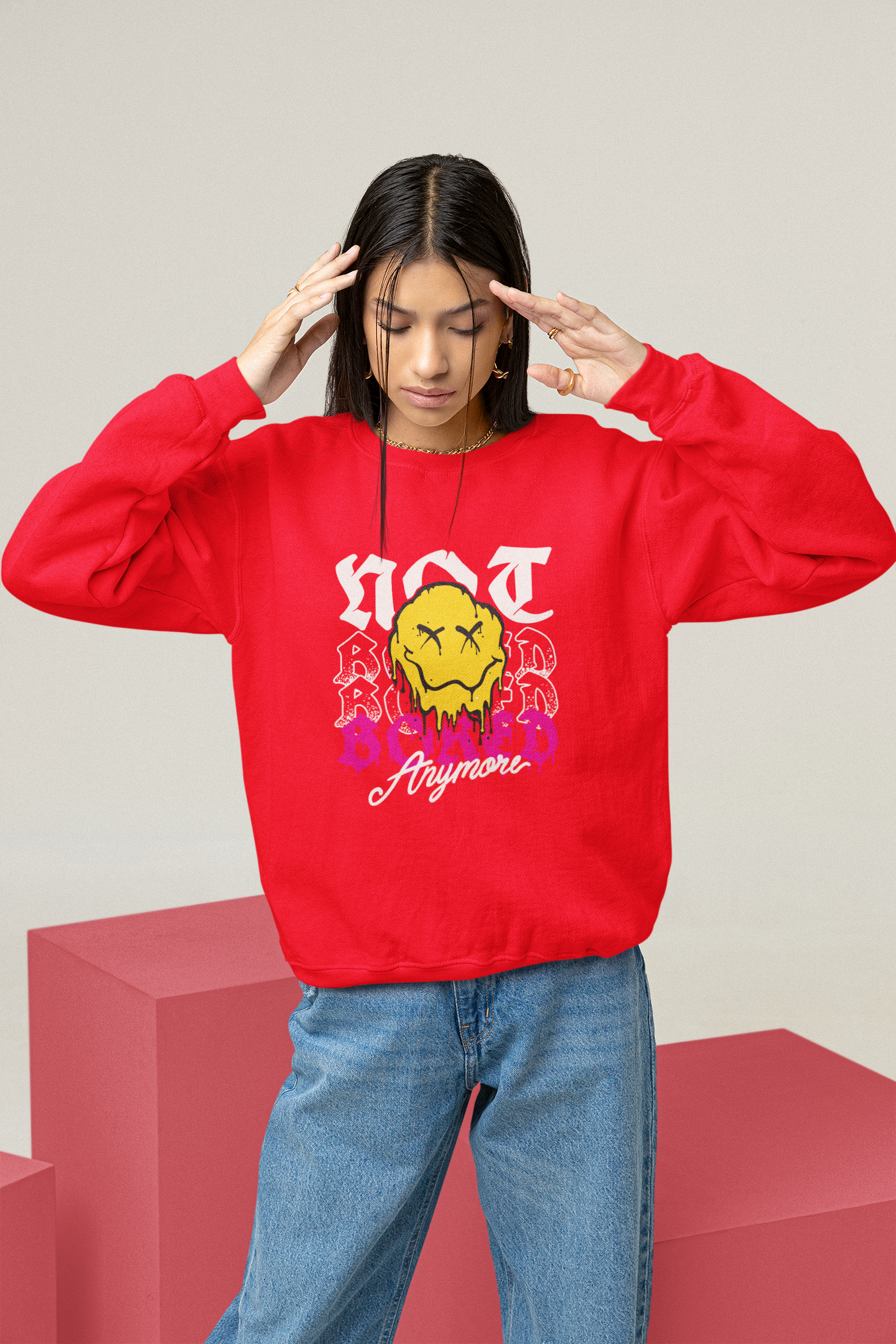 Vordy'X Not Bored Pure Cotton Premium Sweatshirt Red