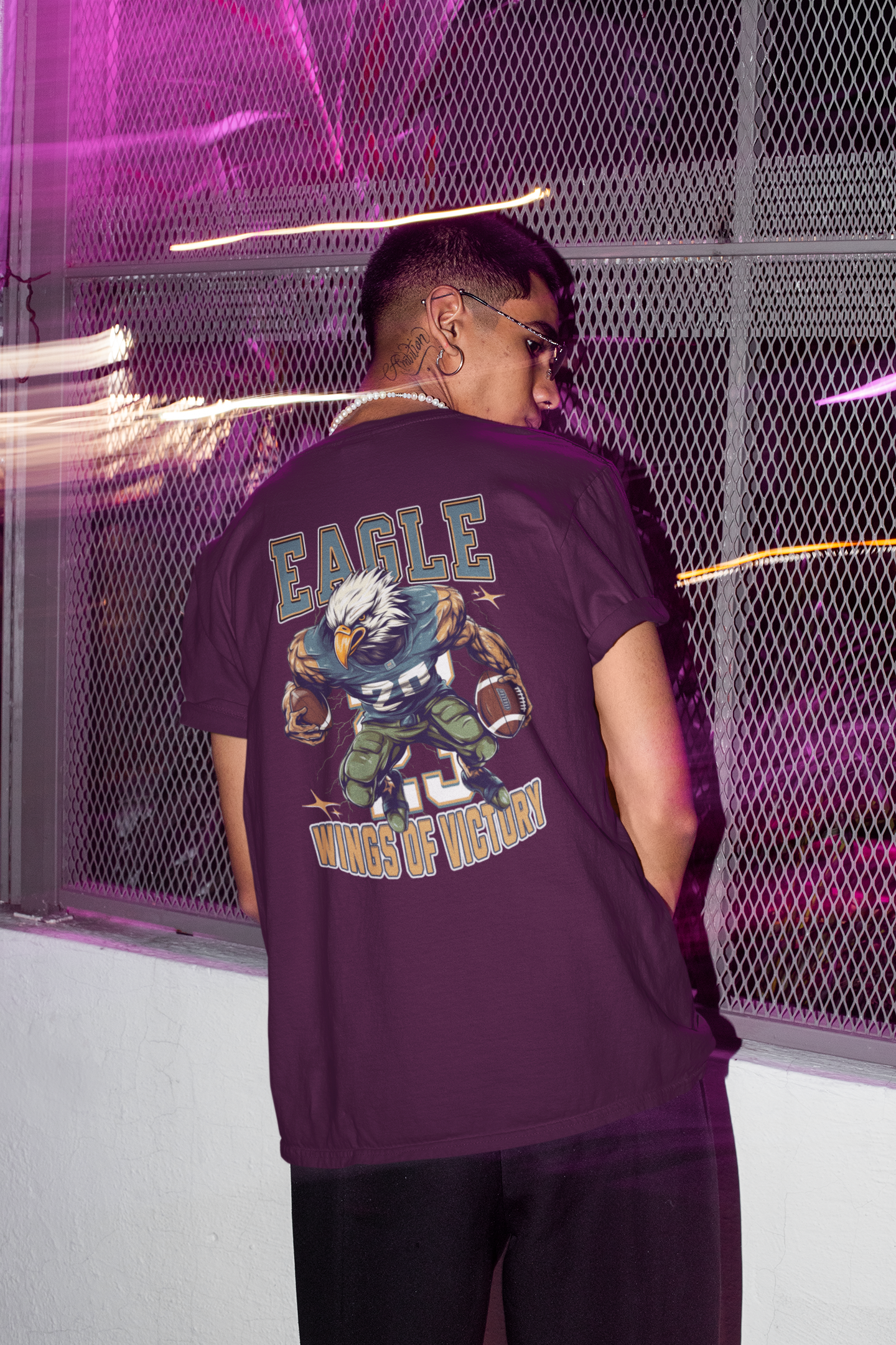 Vordy'X Eagle Oversized T-Shirt Wine Color