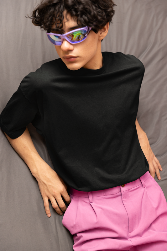 Vordy'X Solid Black Premium Oversized T-Shirt